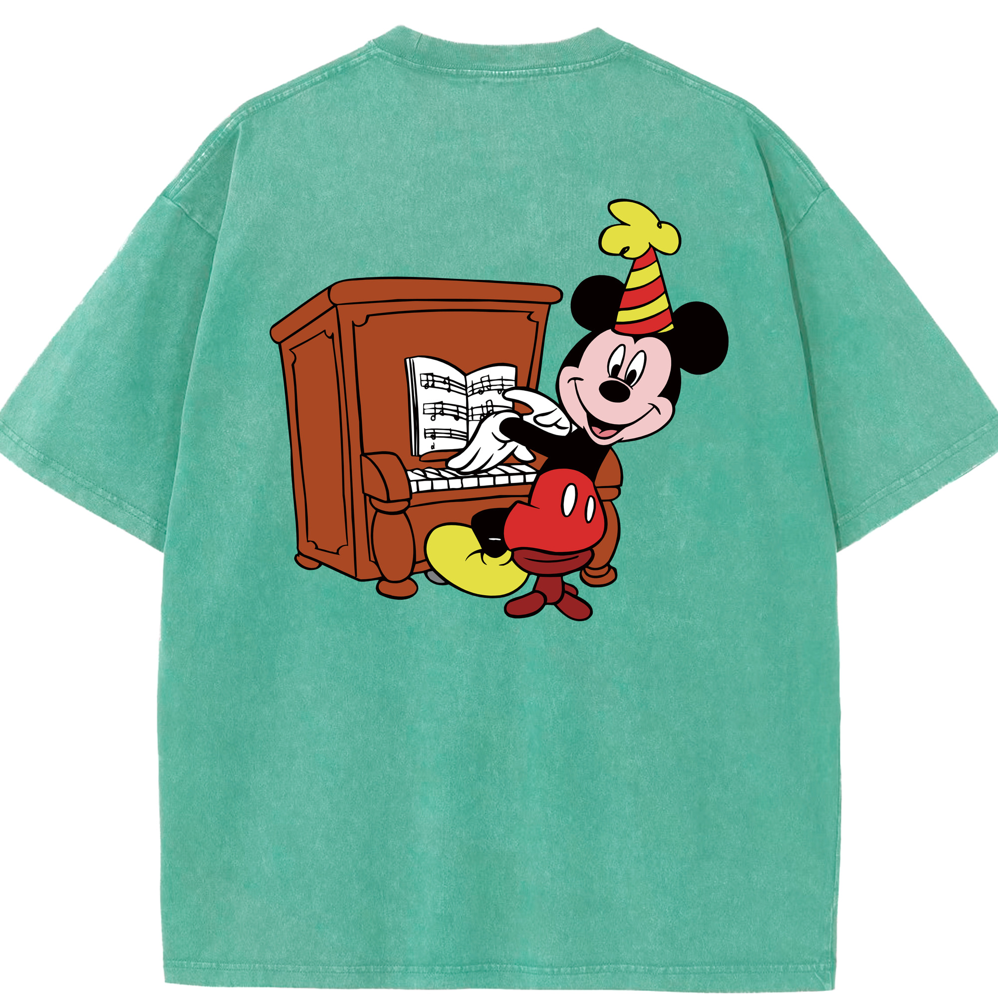 （画像用） ミッキーマウス Mickey Mouse 綿100% ヴィンテージ風 半袖Tシャツ（背面プリント）